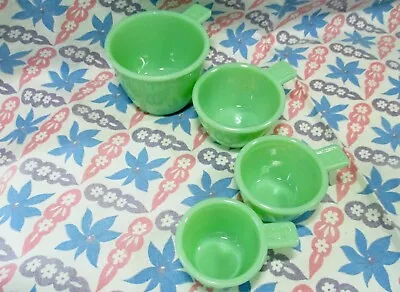 Jadeite Green Glass 4 Piece Measuring Cups In Excellent Condition • $54