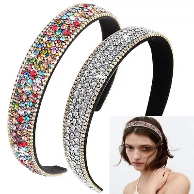 Rhinestone Headbands Glitter Crystal Headband Wide Headbands Makeup Headband • £4.64