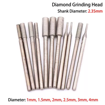 1mm - 4mm Diamond Grinding Head Burr Bits Shank 2.35mm For Dremel Rotary Tools • $5.49
