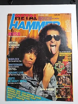 Metal Hammer Magazine October 1987 Kiss Warlock Missing Posters In German • £7.29