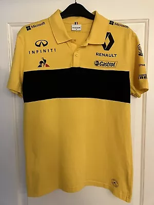 Le Coq Sportif Renault F1 Men’s Yellow Short Sleeve Polo Shirt Size Medium • £28