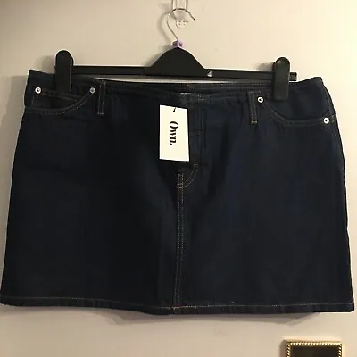 BNWT Next ‘Own’  Super Low Waist Denim Mini Skirt Bnwt Size 18 Indigo Blue £35 • £11.99