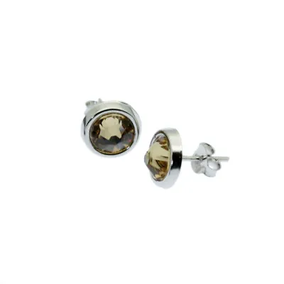 Swarovski Elements Topaz Stud Earrings Sterling Silver Colorado Topaz Crystals • £6.95