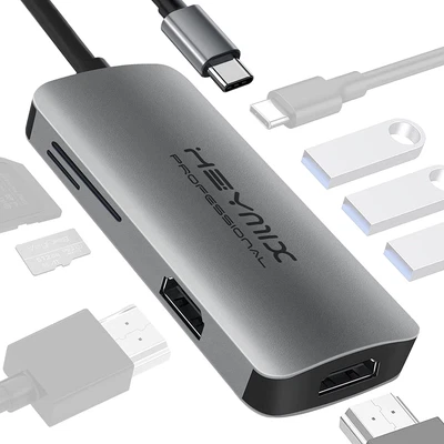 $63.55 • Buy HEYMIX Dual HDMI USB C Hub, 8In1 Type C Hub Dual HDMI,100W PD Charging USB C Doc