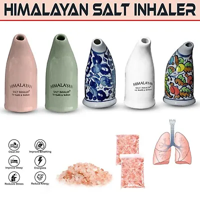 Gleam Himalayan Salt Inhaler Pipe Natural Inhaler Crystal Pink Rock Salt Pipe UK • £10.99