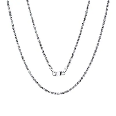 10K White Gold 1.8mm Diamond Cut Rope Chain Necklace Mens Women 16 - 30  Hollow • $89.99