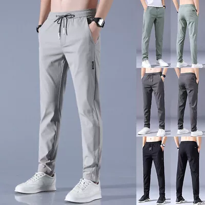 Mens Sport Sweatpants Ice Silk Casual Joggers Workout Gym Pants Loose Breathable • $9.19