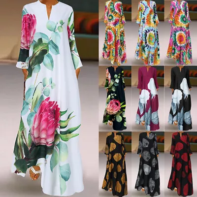 UK Womens Floral Long Maxi Dress Evening Cocktail Party Ball Formal Prom Dresses • £14.74