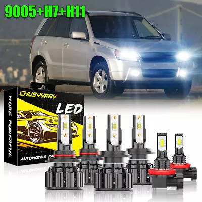 For Suzuki Grand Vitara 06-13 6x 9005 H7 Headlight H11 Fog Light LED 6000K Bulbs • $52.49