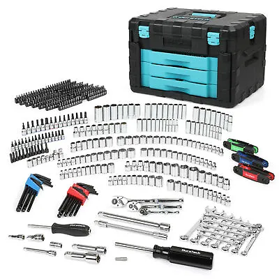 DURATECH 497PC Mechanics Tool Set Automotive SAE/Metric Socket 3 Drawer Case Box • $240.99