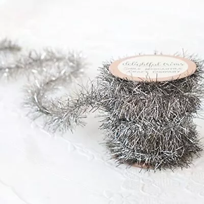 Tinsel Garland Aged Dark Silver Vintage Style Skinny Christmas Trim For Crafts 1 • $22.02
