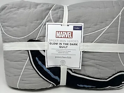 New~Pottery Barn Marvel  Spider Man Spider-man Heroes  Glow In Dark Quilt~Twin • $161.95