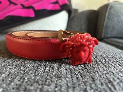 Medusa Head Red Leather Belt EU Size 100 (Size 40 US) 100% Authenticated • $199.99