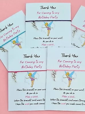 Girls Party Bag Fillers ❤️5 Pack❤️ FAIRY💕 Tinkerbell Wish Bracelets Gift Cards • £2.95