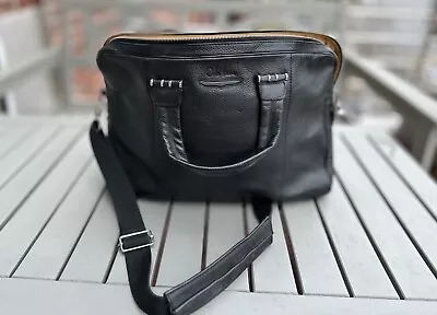 Cole Haan Black Leather Padded Shoulder Strap Messenger Briefcase Attache • $65.99
