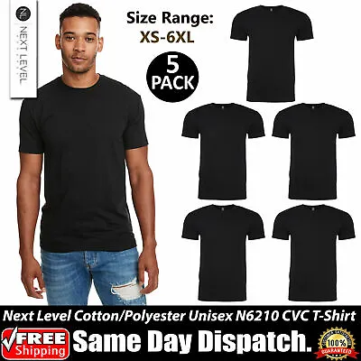 5 PACK OF NEXT LEVEL Plain Tshirt Mens Black T Shirt Blank T-Shirt N6210 XS-4XL • $47