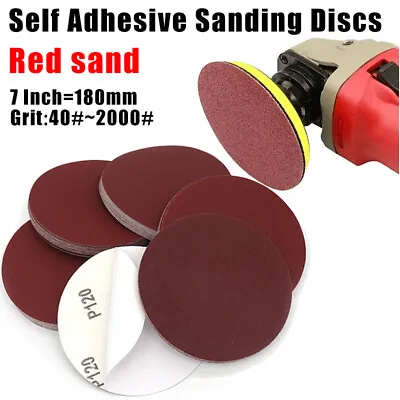 7 Inch 180mm Flocked Disc Red Sandpaper Disc Woodworking Furniture Metal Burnish • $2.81