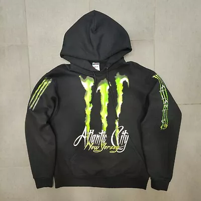 Vintage Monster Energy Atlantic City New York Black Hoodie Mens Medium EUC • $49.38