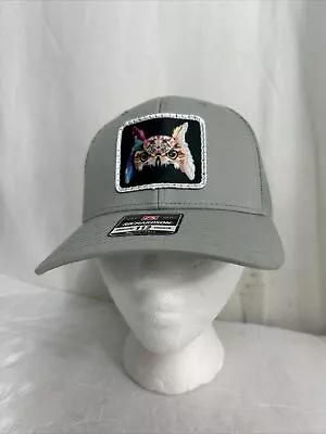 Trucker Hat Gray Mesh Owl Patch Adjustable Richardson 112 Trucker • $12.50