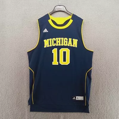 Michigan Wolverines Jersey Mens Large Blue Maize Basketball Adidas #10 • $34.99