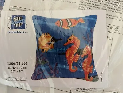 Verachtert Stamped Cross Stitch Sea Horse Pillow Kit New • $30