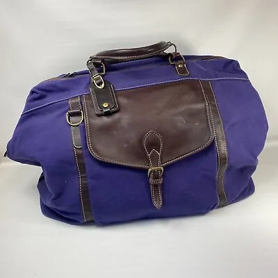 T. Anthony Purple /Brown Canvas/Leather Weekender Travel Duffle Carry On Bag • $89