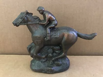 Vintage CAST POT METAL Horse & Jockey Figurine #5 Niagara Falls Souvenir • $29.99