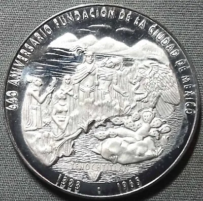 $99.99 • Buy Mexico, 1965 640th Anniversary - -Founding Of Mexico City Silver Medal