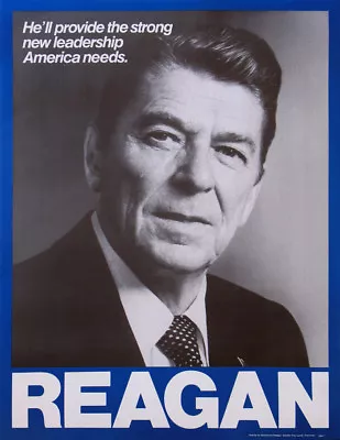 1976 Ronald Reagan STRONG LEADERSHIP Campaign Poster (4928) • $28.95