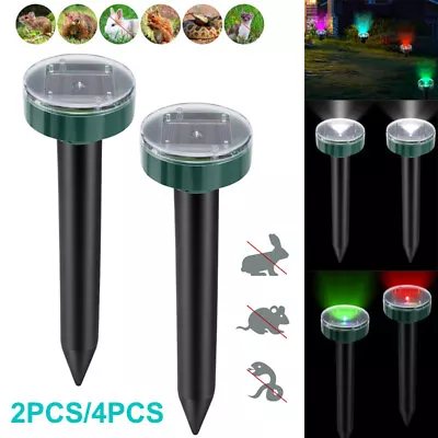 Max 4Pcs Animal Repeller With LED Light Solar Ultrasonic Outdoor Garden Lawn US • $15.29