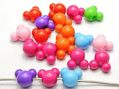 50 Mixed Bright Color Acrylic Mouse Face Beads 16mm With Big Hole • $3.17