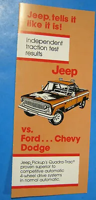 1980 Jeep Vs Ford Chevy Dodge Quadra Trac J-10 Pickup Brochure      • $9.95