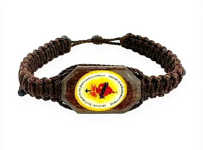 Detente Corazon Jesus Esta Conmigo Brown Corded Adjustable Bracelet Pulsera Cafe • $13.99