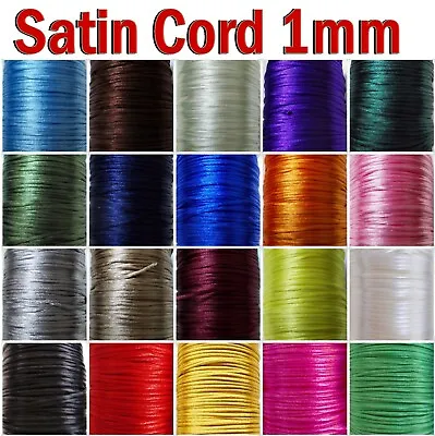 1mm Satin Rattail Cord Silky Thread For Jewellery Macrame Kumihimo Shamballa • £1.69