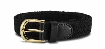 STREEZE Ladies Stretch Belt 1” Wide With Gold Buckle Elasticated Fabric Weave • £9.95