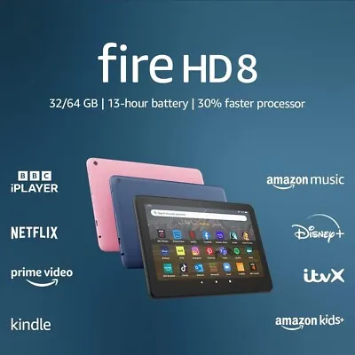 Amazon Fire HD 8 Tablet * Black * 8 Inch * 32GB * Latest Model * Brand New • £69