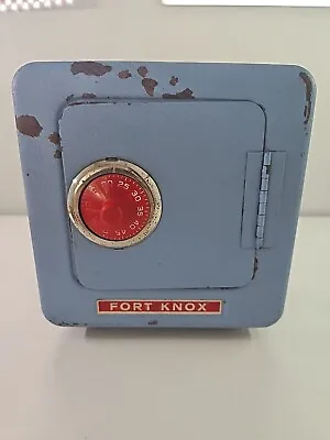 Vintage 1960’s Fort Knox Metal Toy Safe Combination Coin Bank. • $25