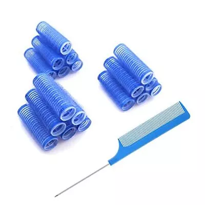 18PCS Self Grip Small Hair Curlers Heatless Roller Hair Curlers Pro Dark Blue • $21.21