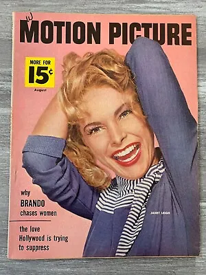 1955 Aug MOTION PICTURE Magazine VG+ 4.5 Janet Leigh / Marlon Brando • $15.25