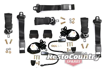 $618 • Buy Holden Torana Seat Belt Kit X5 BLACK Front Inertia +Rear Lap Sash LC LJ LH LX UC
