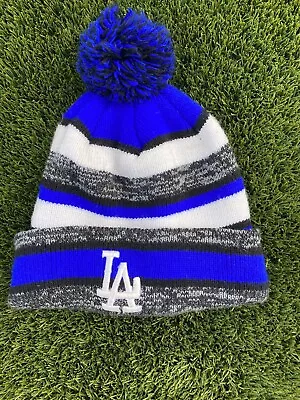 Beanie Pom Pom MLB Los Angeles Dodgers Baseball Striped Hat One Size • $8.69