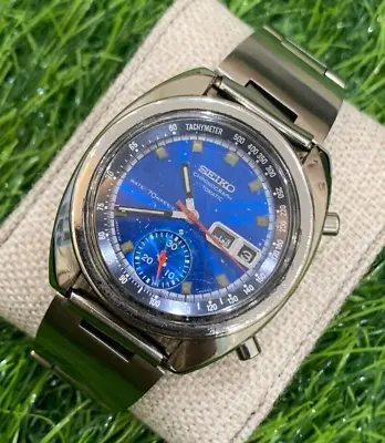 C1972 Vintage Seiko Bruce Lee Watch 6139-6012 Chronograph Deep Blue W/box Rare • $960