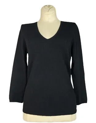 M-A-G By Magaschoni Cashmere Black Vneck Sweater Size Small • $30