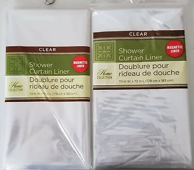 Set Of 2 Home Collection Clear Bathroom Shower Curtain Plastic Liner Magnetic • $7.99
