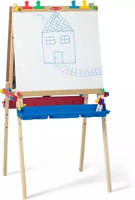 Melissa & Doug Deluxe Standing Art Easel - Dry-Erase Board Chalkboard Paper • $85