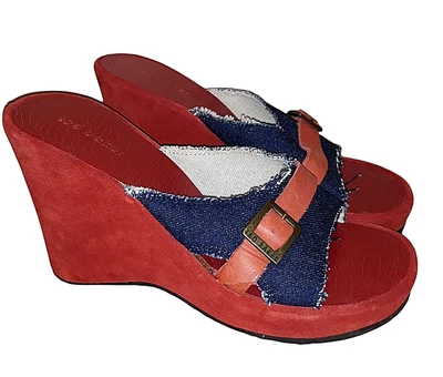 £10 • Buy Ted Baker Vintage Denim Red Wedges Uk 5 Comes Up Small