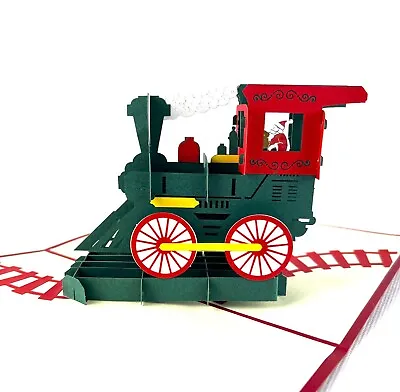 BC Worldwide Ltd Handmade 3D Pop Up Christmas Card Steam Train Santa Claus Gifts • £5.50