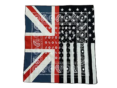 Split US America/ Union Jack Flag Star Stripe Paisley Bandana Face Mask Headband • $9.49