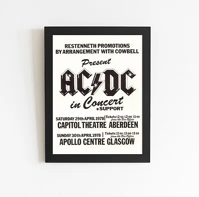 AC/DC Vintage Concert Poster - 20 X 30 Inches (Framed) • $110