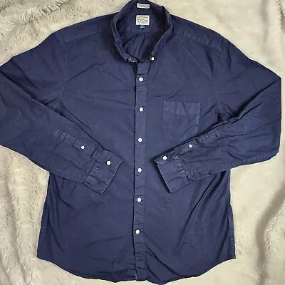 J.Crew Mens Shirt Slim Fit Size XL Secret Wash Navy Blue Button Up Long Sleeve • $12